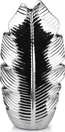 Mondex Διακοσμητικό Βάζο Silber Leaf Silber 17x7.5x7.5cm 1Stück