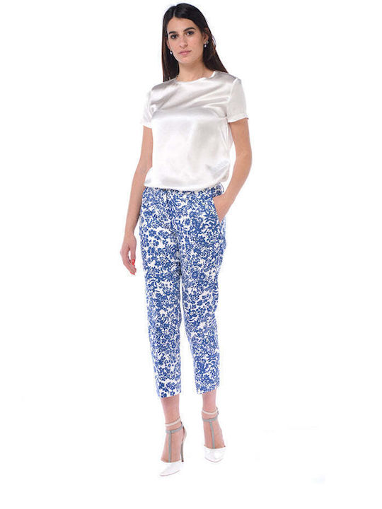 Marella Women's Cotton Trousers in Regular Fit Blu