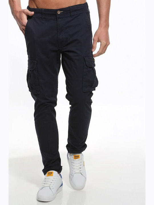 Double Ανδρικό Παντελόνι Cargo Regular Fit Μπλε