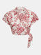 Only Women's Crop Top Short Sleeve Floral Red