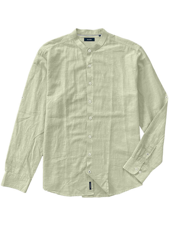 Double Men's Shirt Long Sleeve Linen Green