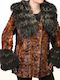 Ageridis Leather Women's Long Fur Coffee