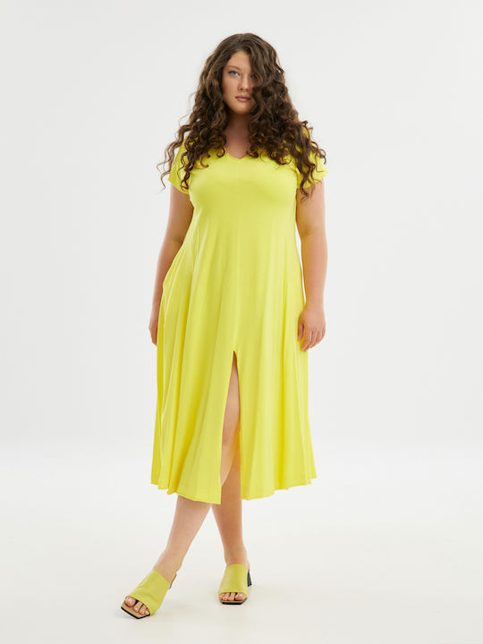 Mat Fashion Midi Φόρεμα Κίτρινο