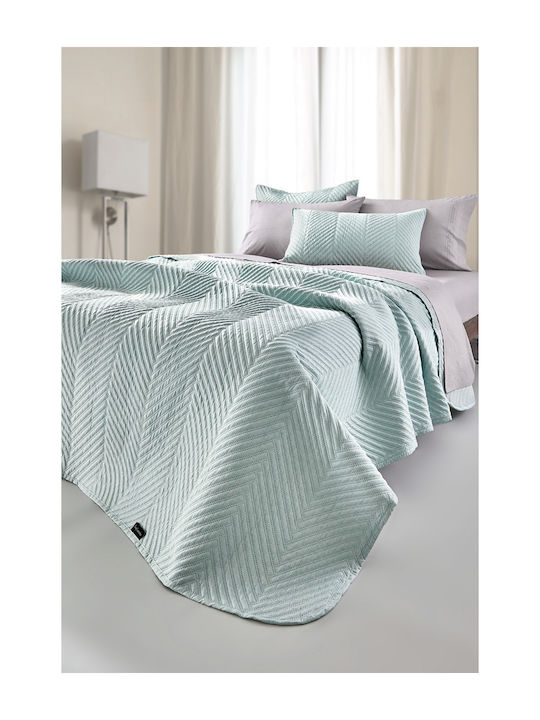 Guy Laroche Size Set Coverlet Queen Size Microfiber Bone Mint 250x240cm 3pcs