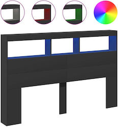 vidaXL LED Bed Headboard Wooden Black 160x102 cm