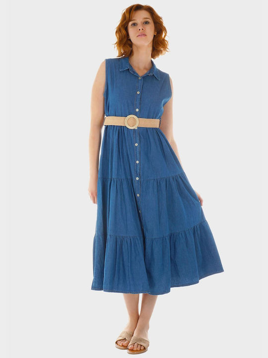 G Secret Maxi Hemdkleid Kleid Blau