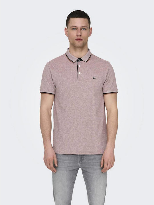 Only & Sons Polo Bluza Cu Mâneci Scurte Maro Cupru