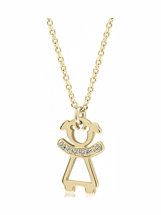 Гердан Дете Мама 14K Злато Момиче Диаманти 0.02ct Vs2 H Pk0204