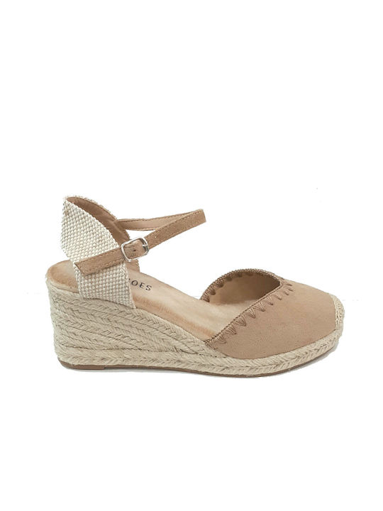 Super Mode Women's Fabric Platform Espadrilles Brown