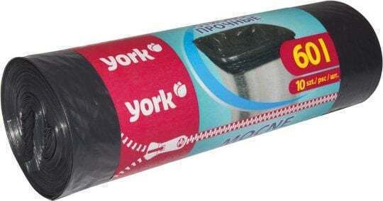 York Σακούλες Απορριμάτων Χωρητικότητας 60lt 10x72cm 10τμχ Μαύρες