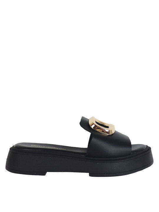 Gianna Kazakou Women's Flat Sandals Flatforms in Black Color