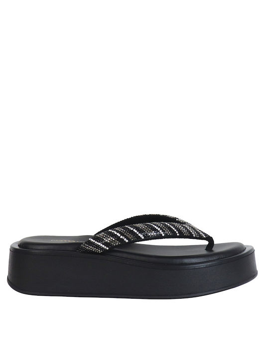 Gianna Kazakou Damen Flache Sandalen Flatforms in Schwarz Farbe