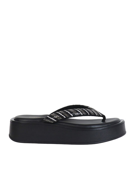 Fredel Women's Flat Sandals Flatforms in Black Color
