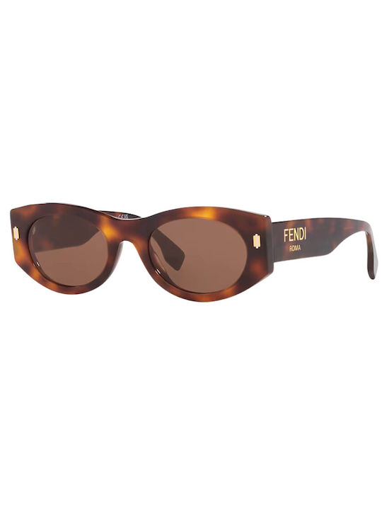 Fendi Women's Sunglasses with Brown Tartaruga Plastic Frame and Brown Lens FE40125I 53E