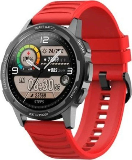 Senbono X28 45mm Αδιάβροχο Smartwatch με Παλμογράφο (Κόκκινο)