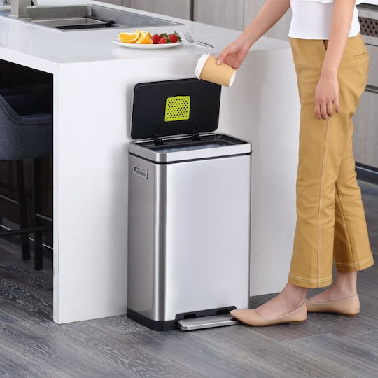 Eko Coș De Gunoi X-cube Kitchen Din Oțel Inoxidabil Cu Pedală Argintiu 30lt