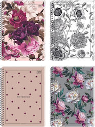 Τετράδιο Σπιράλ Interdruk Flowers 4 Θεμάτων 17x25 240 Σελίδες Διάφορα Σχέδια