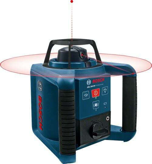 Bosch Grl 250 Hv Rotierend Laser-Wasserwaage Roter Strahl mit Arbeitsbereich 120m