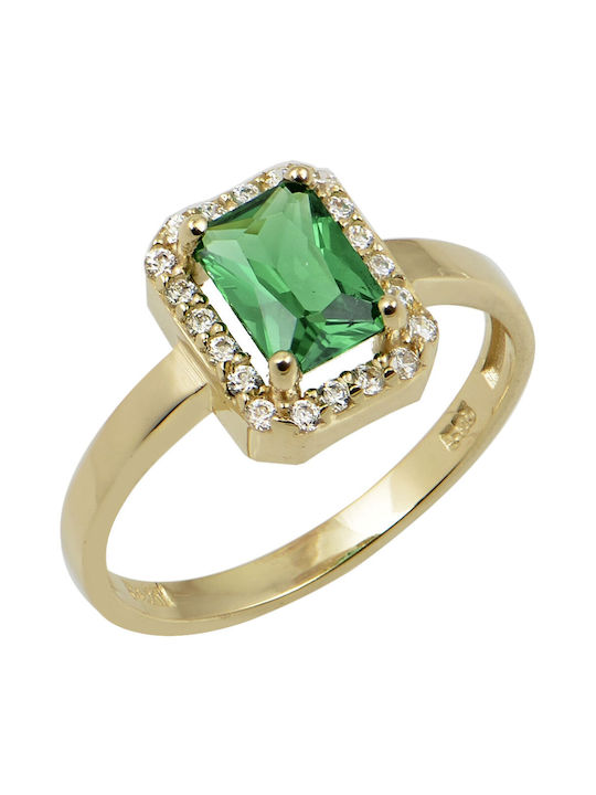 Gold Ring 14k Green Zircon 3441k