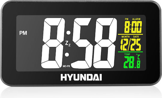 Hyundai Ac322b Tabletop Digital Clock with Alarm Black HY-AC322B