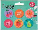 Erasers "Funny Fruit" 6 Pieces