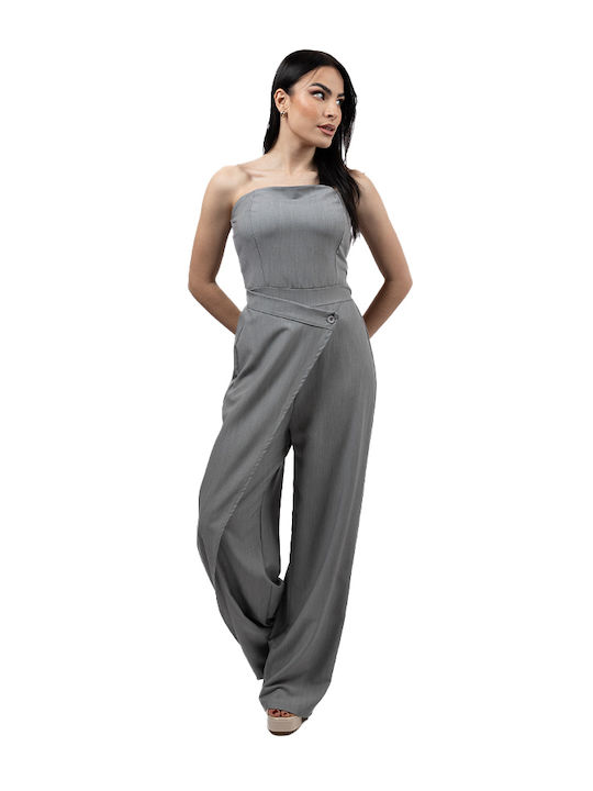 New Collection Femei Țesătură Pantaloni largi cu Elastic Gri