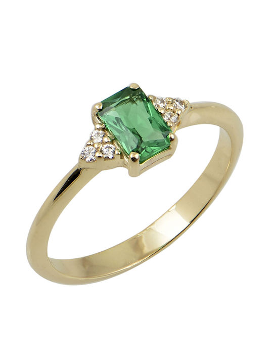 Gold Ring 14k Zircon Green 3453kp