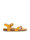 Plakton Flatforms Leather Women's Sandals Yellow