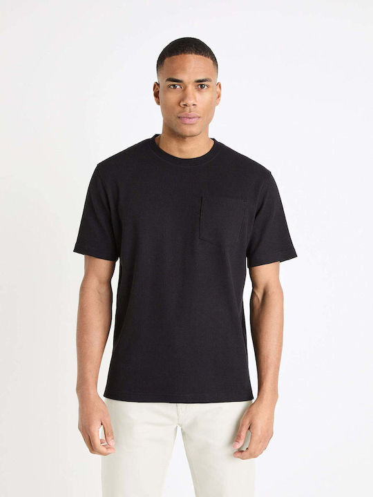 Celio T-shirt Bărbătesc cu Mânecă Scurtă BLACK