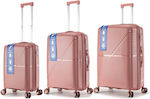 RCM Βαλίτσες Ταξιδιού Ροζ-χρυσό με 4 Ρόδες