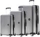Dream House Travel Suitcases Hard Silver with 4 Wheels Set 3pcs