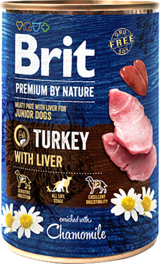 Brit Premium by Nature Wet Dog Food For Puppies In Cans With Turkey And Liver Grain-Free & Gluten Free 400gr