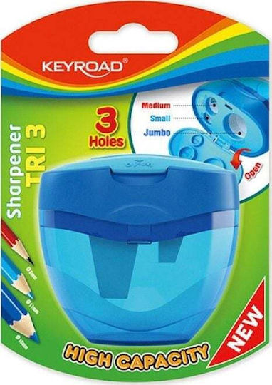 Keyroad Πλαστική Τριπλή Ξύστρα Γαλάζια
