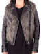 Women's Short Lifestyle Leather Jacket for Winter Black