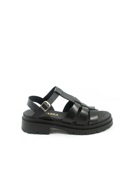 Ragazza Leder Damen Flache Sandalen in Schwarz Farbe