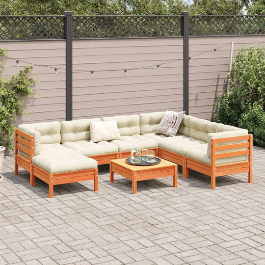 vidaXL Garden & Outdoor Furniture Set 8 Pieces Brown with Pillows