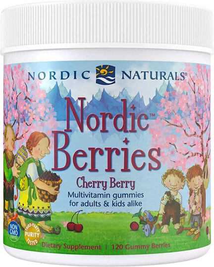 Nordic Naturals Nordic Berries Cherry Berry Πολυβιταμίνη για Ενέργεια, Ενίσχυση του Ανοσοποιητικού & το Νευρικό Σύστημα 600iu 36mg 120 ζελεδάκια