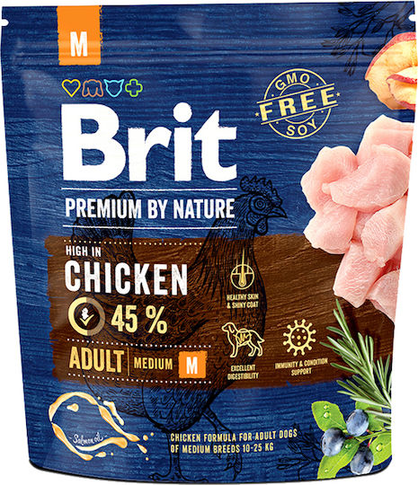 Brit 1kg Trockenfutter ohne Gluten für erwachsene Hunde mittlerer Rassen mit Huhn, Thunfisch, Apfel, Lachs, Leber und Fleisch