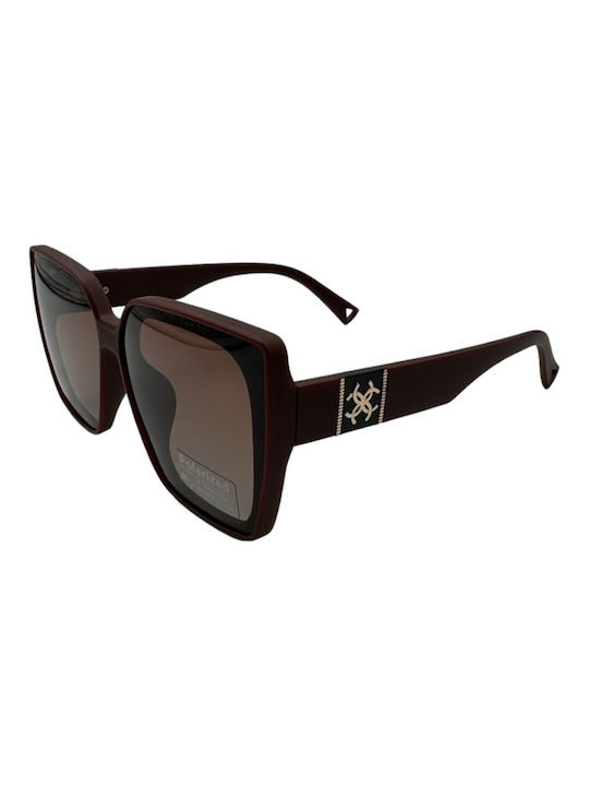 V-store Women's Sunglasses with Brown Plastic Frame and Brown Polarized Mirror Lens POL2754-02