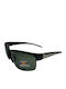 V-store Men's Sunglasses with Black Plastic Frame and Green Polarized Mirror Lens POL8091GREEN