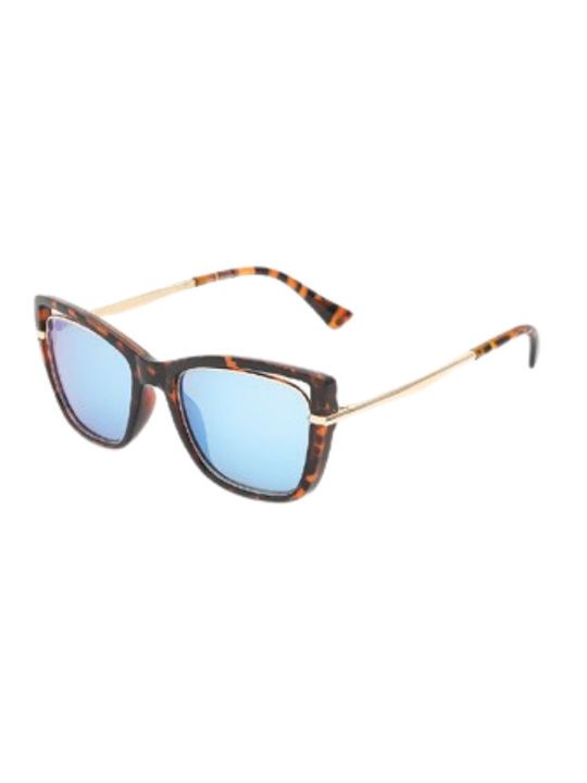 V-store Women's Sunglasses with Brown Tartaruga Frame and Light Blue Lens 20.118BLUE