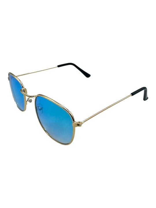 V-store Sonnenbrillen mit Gold Rahmen und Blau Linse 9293-03