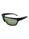 V-store Men's Sunglasses with Black Plastic Frame and Green Mirror Lens 130-03