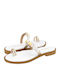 Nels Leather Women's Flat Sandals in White Color