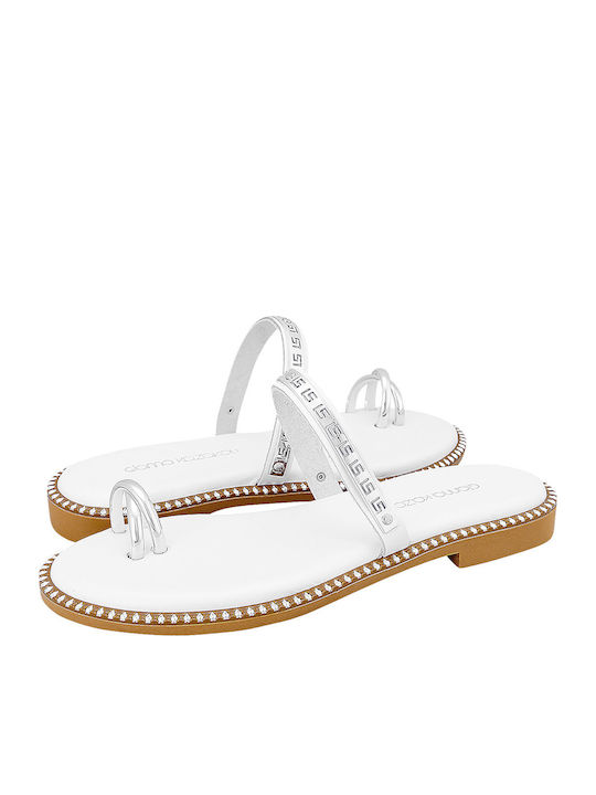 Naed Leather Women's Flat Sandals in White Color
