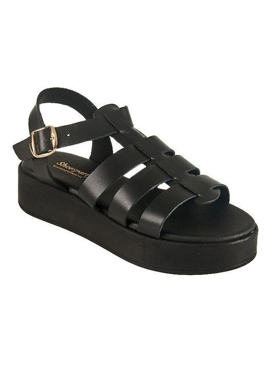 Elenross Gs09185w-bla Platform Multistrap Sandal Black