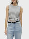 Vero Moda Women's Summer Blouse Linen Sleeveless grey