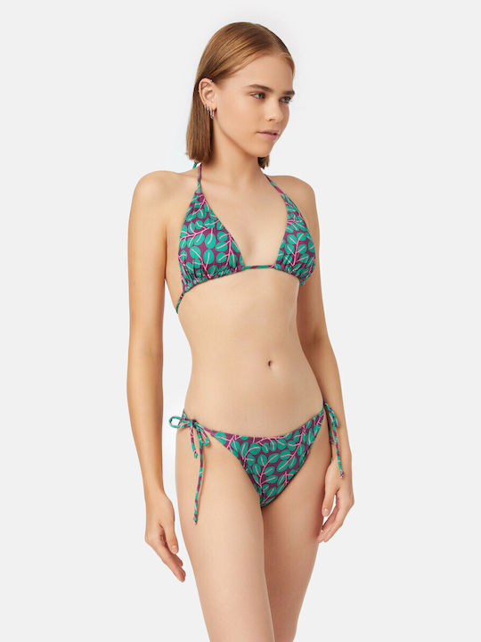 Minerva Bikini Slip με Κορδονάκια Purple-green