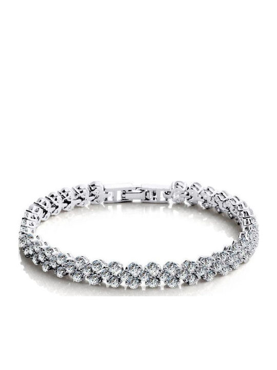 Tennis Bracelet Semiprecious Stones Zirconia 18 Cm Silver