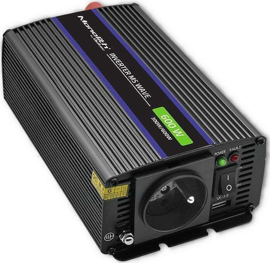 Qoltec Inverter Αυτοκινήτου Τροποποιημένου Ημιτόνου για Μετατροπή 12V DC σε 230V AC